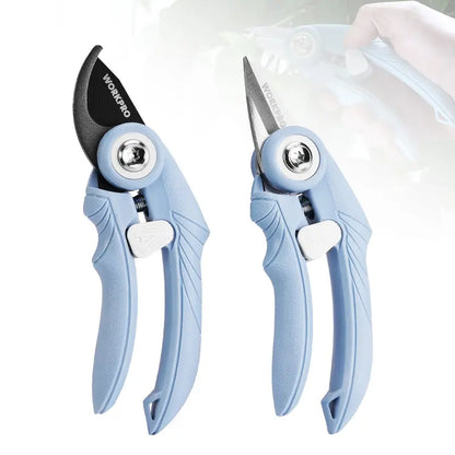 WORKPRO 2-Piece Garden Pruning Shears Set  6.9-Inch Bypass & Straight Clippers for Precision Trimming