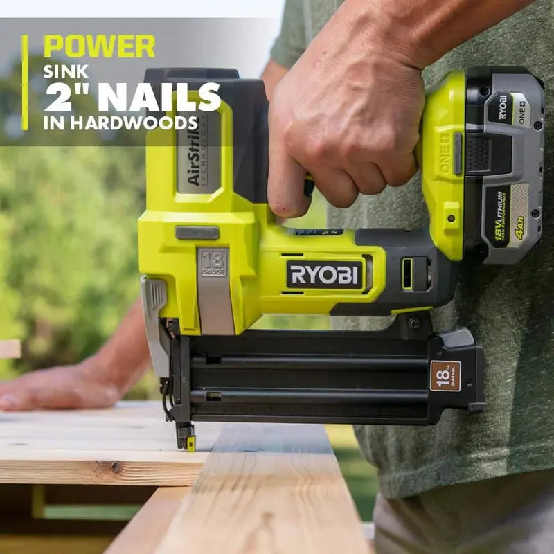 RYOBI ONE+ 18V 18-Gauge Cordless AirStrike Brad Nailer with 1.5 Ah Battery and Charger P321KN