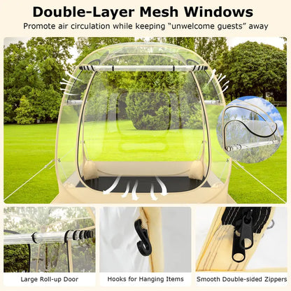 All-in-One Pop-Up Sports Tent  4.2 ft x 4.2 ft Weatherproof Pod with Stakes, Sandbag, Floor Mat & Wind Rope