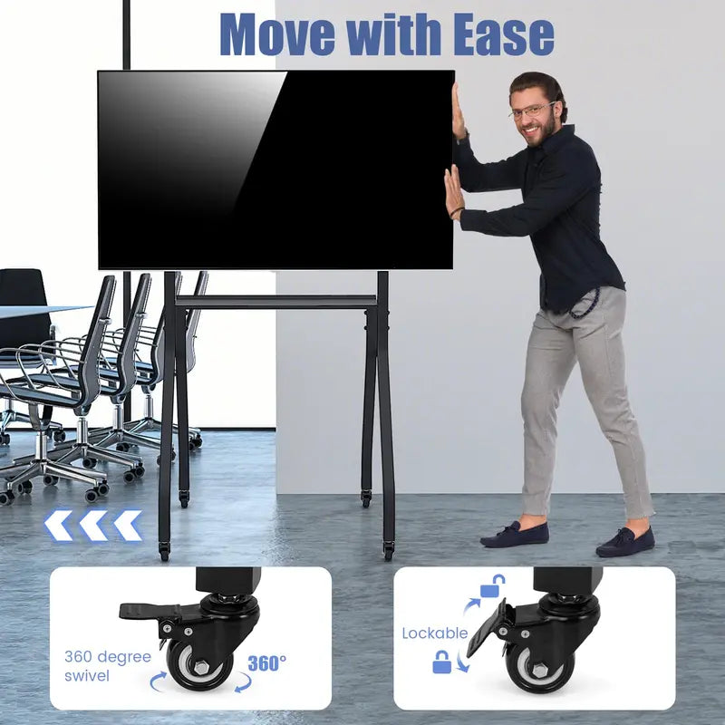 Mobile TV Stand on Casters  Adjustable Rolling Cart for 43″100″ Flat or Curved TVs (Up to 110 lbs), VESA 600×400 mm Compatible
