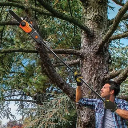 2-in-1 Electric Pole Saw & Chainsaw Trimmer  Auto-Tension, Corded Power Tool
