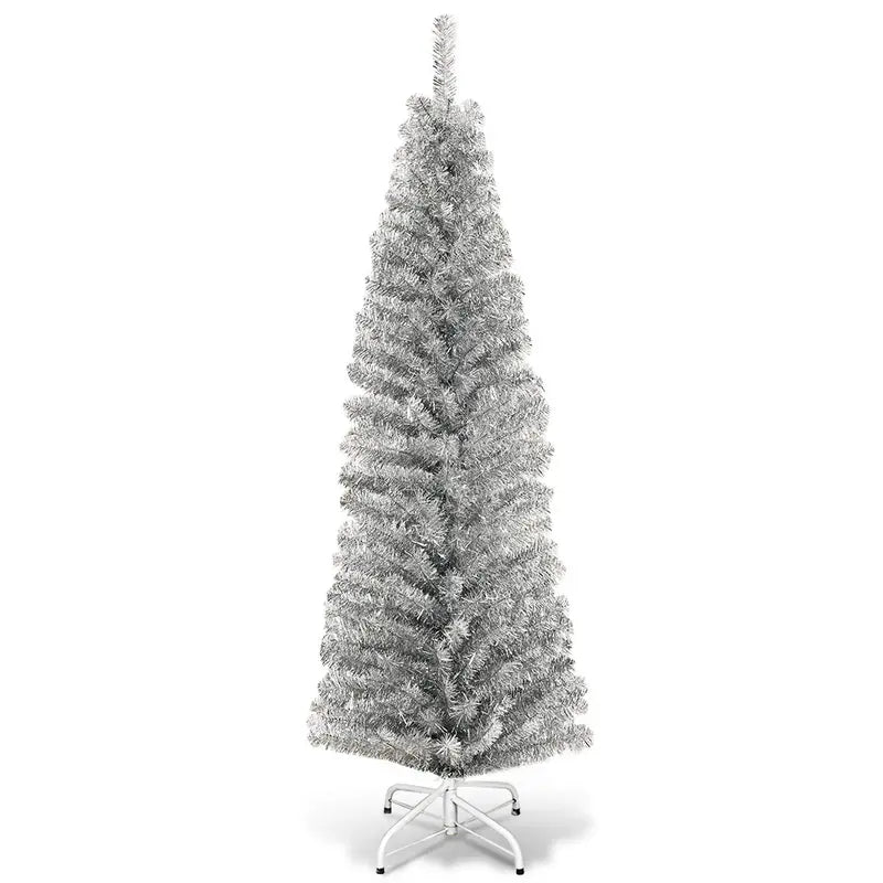6-Foot Blue Slim Pencil Christmas Tree  Space-Saving Artificial Design