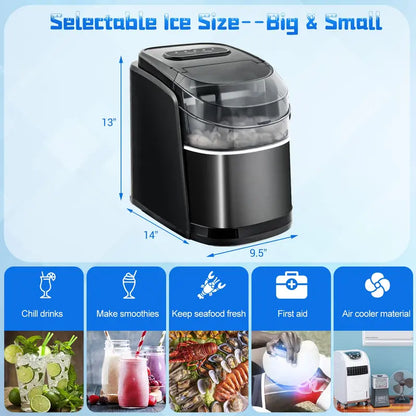 Compact Countertop Ice Maker  26.5 lbs/24H Output, 9-Cube Cycle in 6 Minutes, Self-Cleaning