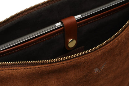Suede Flight Folio - Tobacco Brown