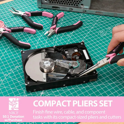 WORKPRO 33-Piece Precision Repair Tool Kit with Pliers  Pink Ribbon Edition