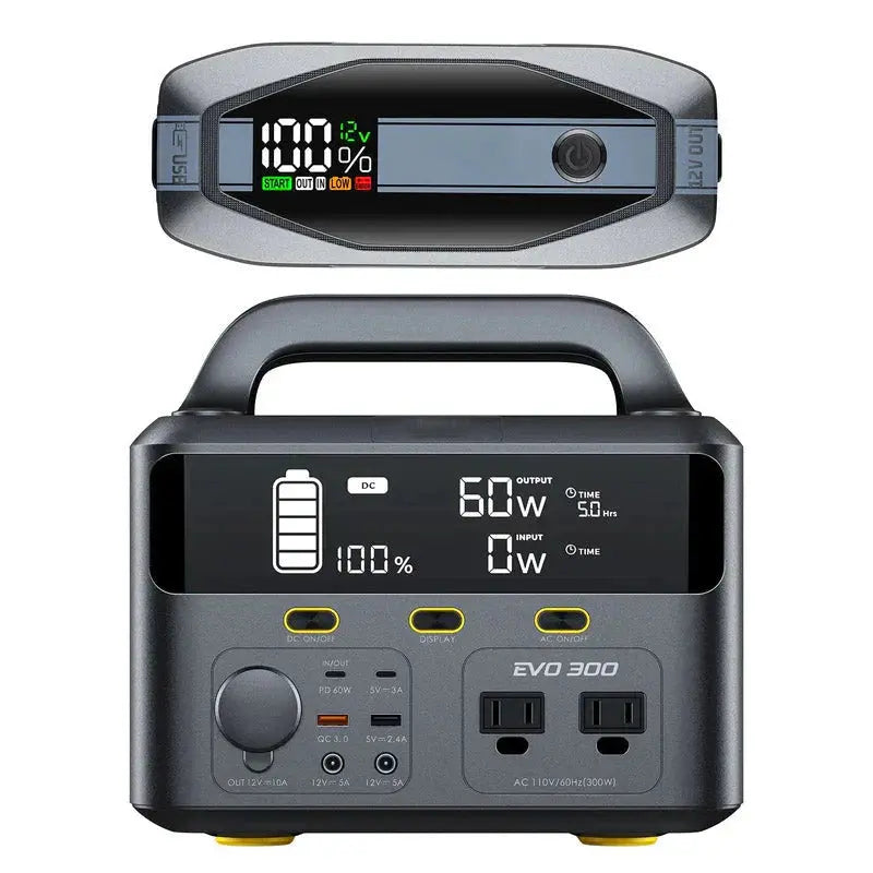 T8 APEX Jump Starter + EVO 300 Portable Power Station  Dual-Power Combo Kit