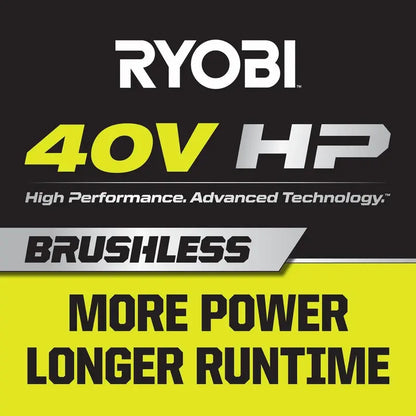 RYOBI 40V HP Brushless 100 MPH 600 CFM Cordless Leaf Blower/Mulcher/Vacuum with (2) 4.0 Ah Batteries and Charger RY404150