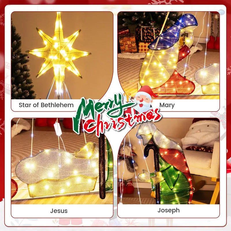 6-Foot Nativity Scene — Illuminated Holy Family Set with 240 Soft-Glow LED Lights