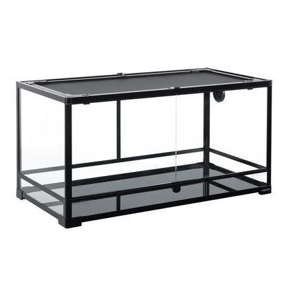 REPTI-ZOO 40 Gallon Glass Terrarium with Dual Doors, Secure Lock &amp; Removable Mesh Cover for Reptiles