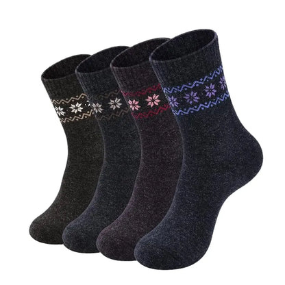 Women’s Wool-Blend Thermal Socks (4-Pack)  Breathable, Knit Crew Socks for Cold Weather