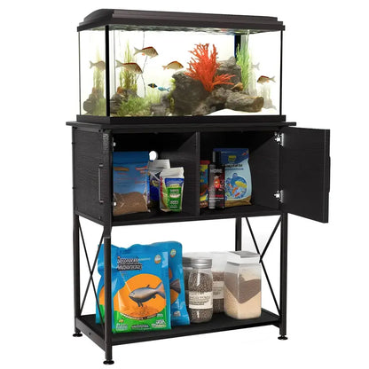 Herture Aquarium Stand for 20-29 Gallon Tanks, 2-Tier Steel & MDF, Black Finish, 30.7″x16.5″x31.88″, Supports 330 lbs