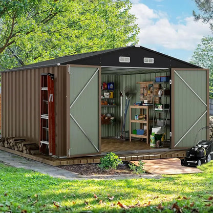 Devoko 5′ x 3′ Corrosion-Resistant Garden Shed  Lockable Steel Outdoor Storage House with Single Secure Door