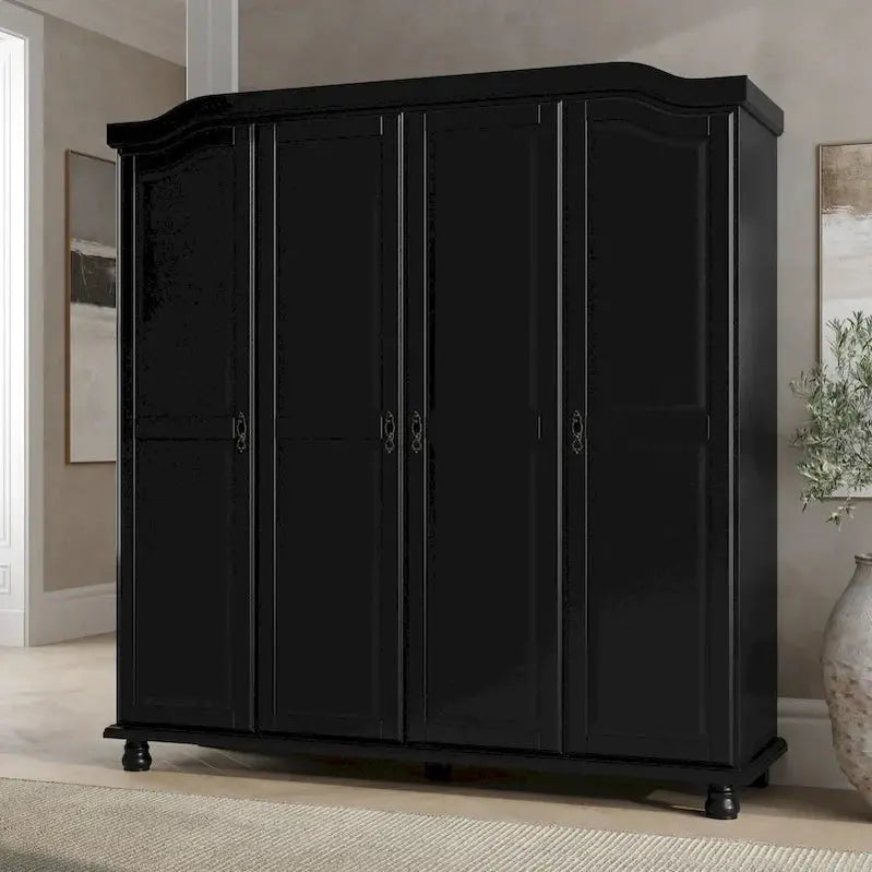 Kyle Armoire by Palace Imports  Handcrafted 4-Door Solid Wood Wardrobe with Optional Mirrored Panels