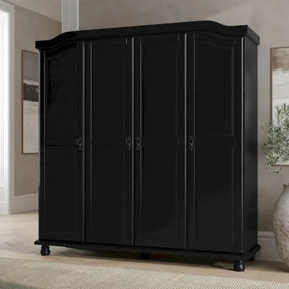 Kyle Armoire by Palace Imports  Handcrafted 4-Door Solid Wood Wardrobe with Optional Mirrored Panels