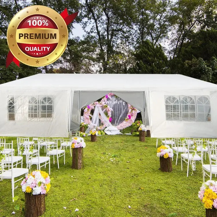 Premium 10×30 ft Pop-Up Canopy Tent with 8 Zippered Sidewalls  Heavy-Duty Outdoor Party Shelter for Events and Gatherings