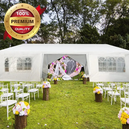 Premium 10×30 ft Pop-Up Canopy Tent with 8 Zippered Sidewalls  Heavy-Duty Outdoor Party Shelter for Events and Gatherings