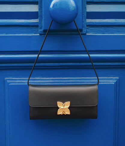 Hortensia Clutch | Noir Lisse