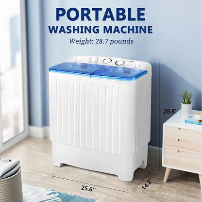 BANGSON Mini Twin Tub Washer-Dryer Combo  17.6 lb Total Capacity, Space-Efficient Laundry Unit