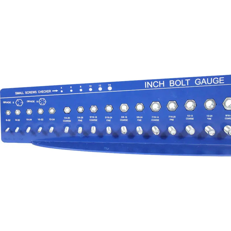 Monster Fastener SAE & Metric Bolt Gauge Tool, Durable Plastic, High Contrast, Red/Blue, 24″ Wide