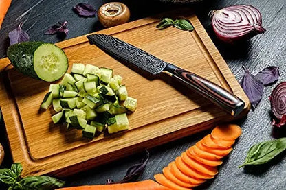 Yatoshi 7-Piece Knife Block Set  High Carbon Stainless Steel Kitchen Knives with Ergonomic Pakka Wood Handles