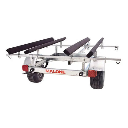 Malone LowMax 2 Galvanized Kayak Trailer  600 lb Capacity, J/V Rack System, LED Lighting, Made in USA