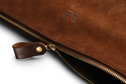 Suede Flight Pouch - Tobacco Brown