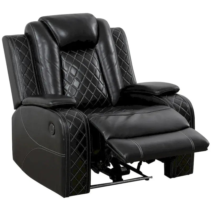 Modern 3-Piece Leather Recliner Set — Includes LED Lighting & Wireless Charging Ports