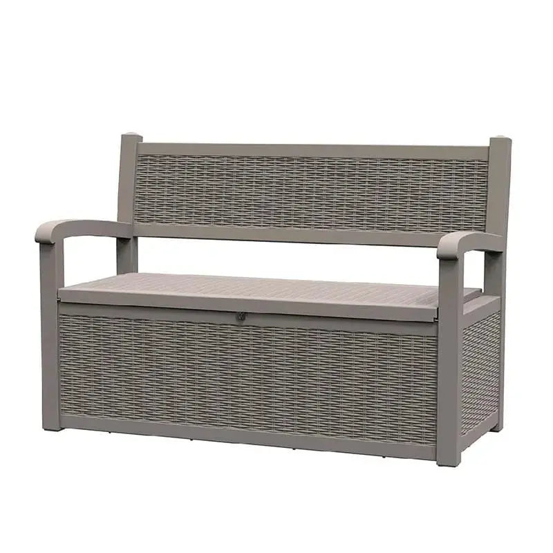 All-Weather Rattan-Look Storage Bench  Lockable Hidden Compartment, 500 lb Capacity
