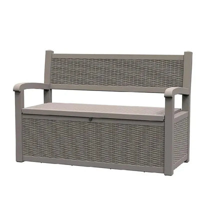 All-Weather Rattan-Look Storage Bench  Lockable Hidden Compartment, 500 lb Capacity