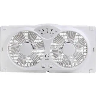 Genesis High Velocity 9-Inch Twin Fan with Adjustable Thermostat, Reversible Airflow, White
