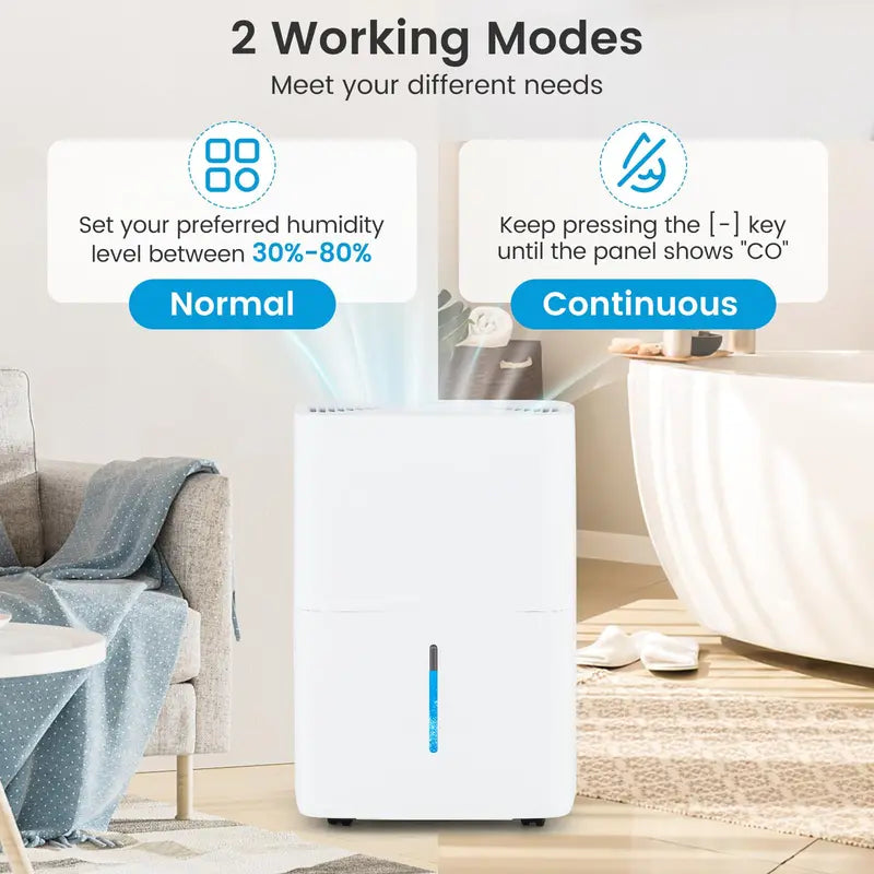 94.5-Pint Dehumidifier for Large Spaces  Covers Up to 6,000 Sq. Ft (Basements, Bathrooms)
