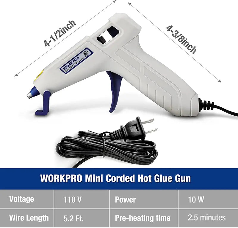 WORKPRO Compact Hot Glue Gun Kit  Includes 20 Glue Sticks & Pink Ribbon Design