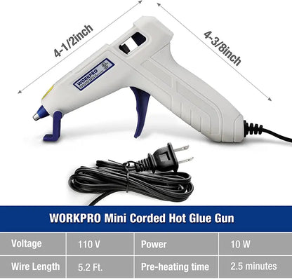 WORKPRO Compact Hot Glue Gun Kit  Includes 20 Glue Sticks & Pink Ribbon Design
