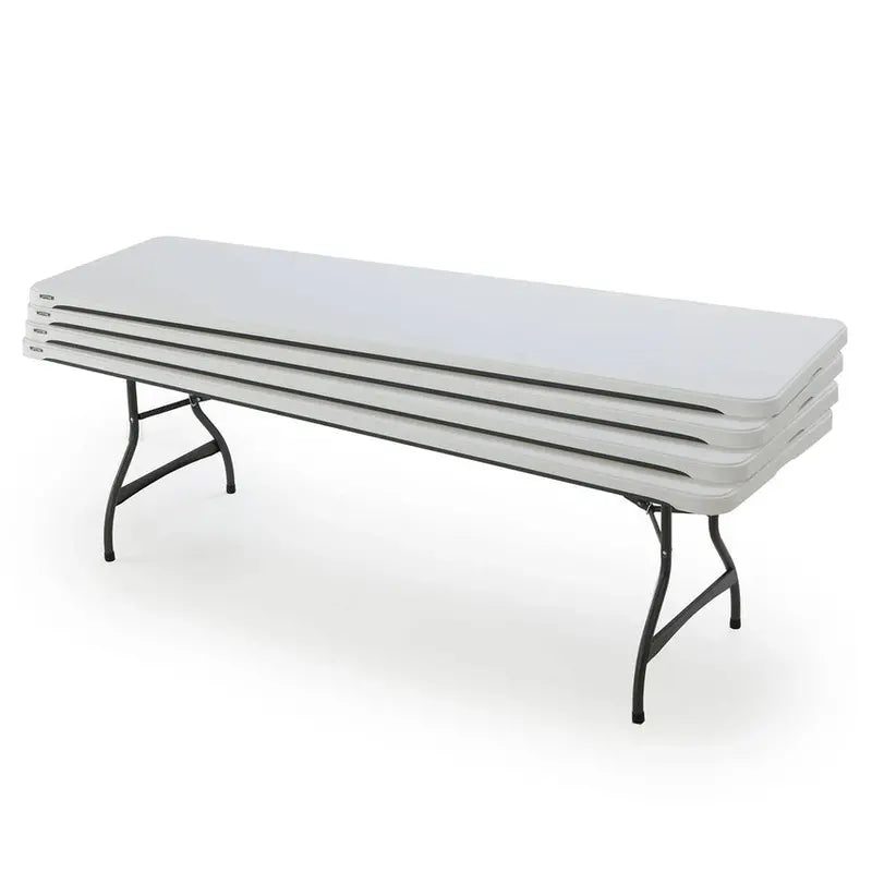 Lifetime Commercial Folding Tables  4-Pack, 8 ft White Stacking Tables (Model 80344)
