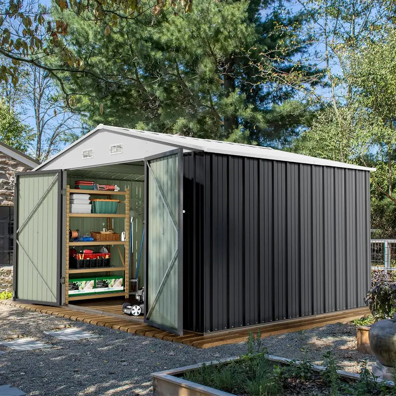 Devoko Lockable Steel Garden Shed  Corrosion-Resistant Outdoor Storage House for Tools and Equipment