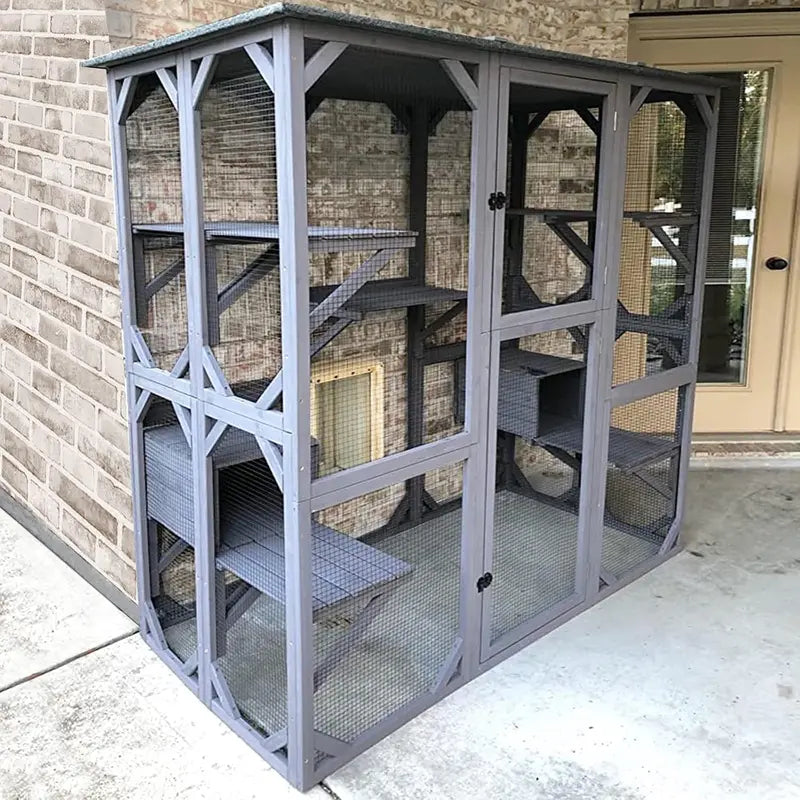 Large Walk-In Outdoor Catio Enclosure  Secure, Spacious Cat Run with Mesh Walls & Roof