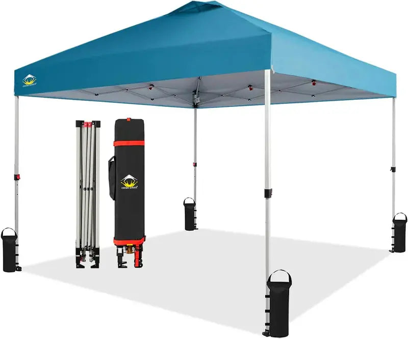 10×10 One-Click Pop-Up Awning  Silver-Coated Sunshade Canopy for Beach, Picnic & Outdoor Events