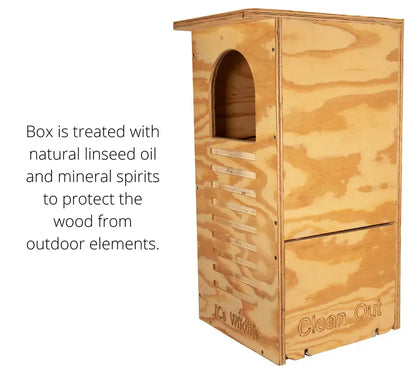 JCs Wildlife Barred Owl Nesting Box  USA-Made, Treated Plywood with Clean-Out Door & Mounting Kit