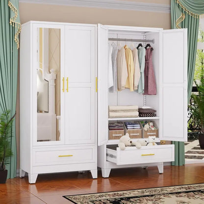 Industrial-Style Steel Armoire — 71-Inch Metal Clothing Storage Cabinet