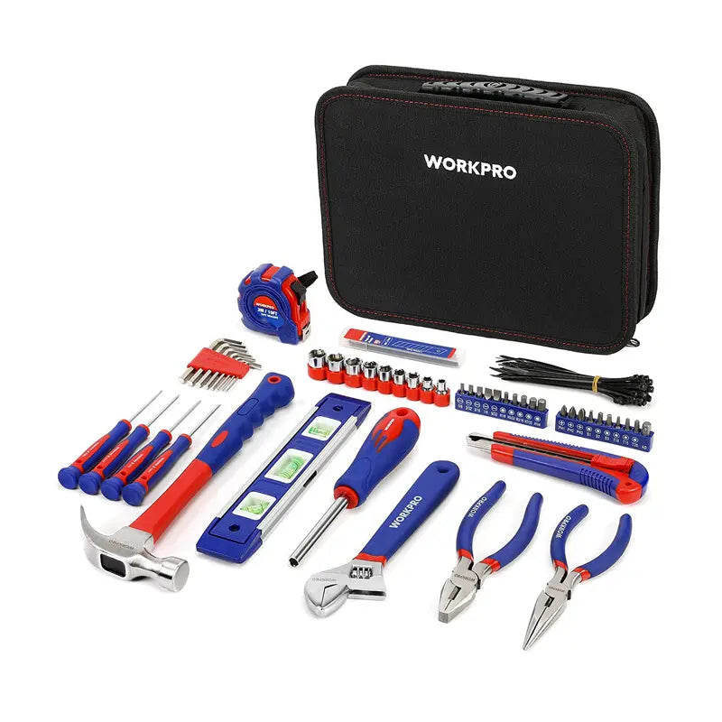 WORKPRO 100-Piece Household Tool Set  Kitchen Drawer & Home Repair Essentials with Carry Pouch