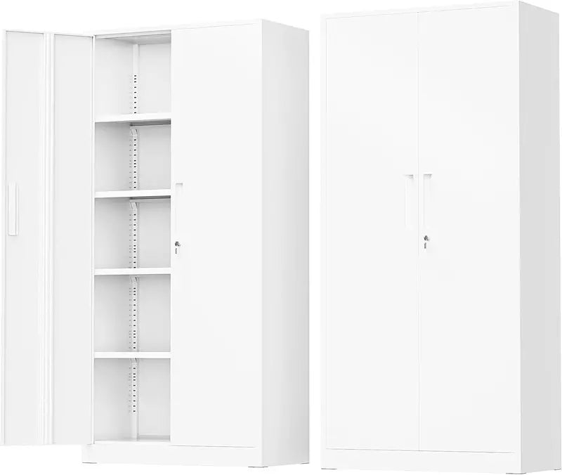 Greenvelly 72-Inch Locking Metal Storage Cabinet — 2-Door Garage or Office Organizer with Adjustable Shelves