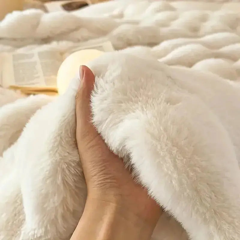 Reversible Textured Throw Blanket  Dual-Sided Bubble-Knit Design