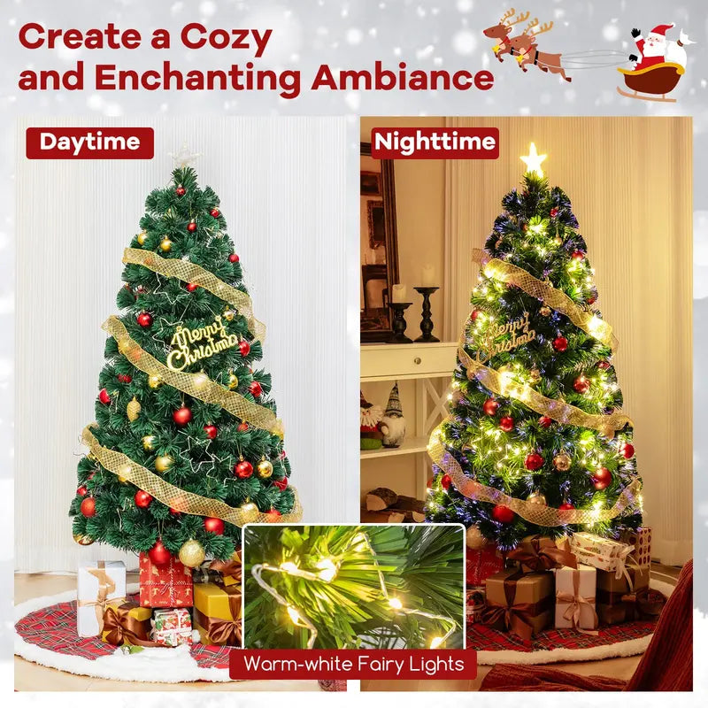 5-Foot Pre-Lit Fiber Optic Christmas Tree with Adjustable Star Lights