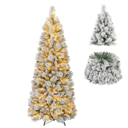 6- or 7-Foot Collapsible Pop-Up Snow-Flocked Artificial Christmas Tree