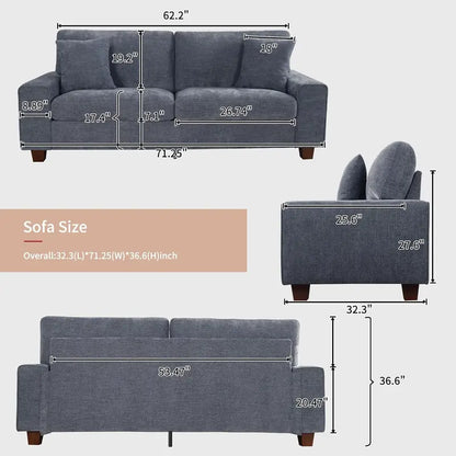 DOPEDIO Chenille Double Sofa Lounge Chair with Removable Solid Wood Frame