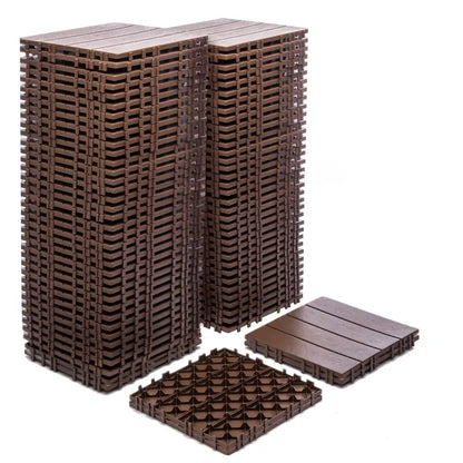 76-Pack Interlocking Plastic Deck Tiles  68.8 Sq. Ft. All-Weather, Waterproof Outdoor Flooring