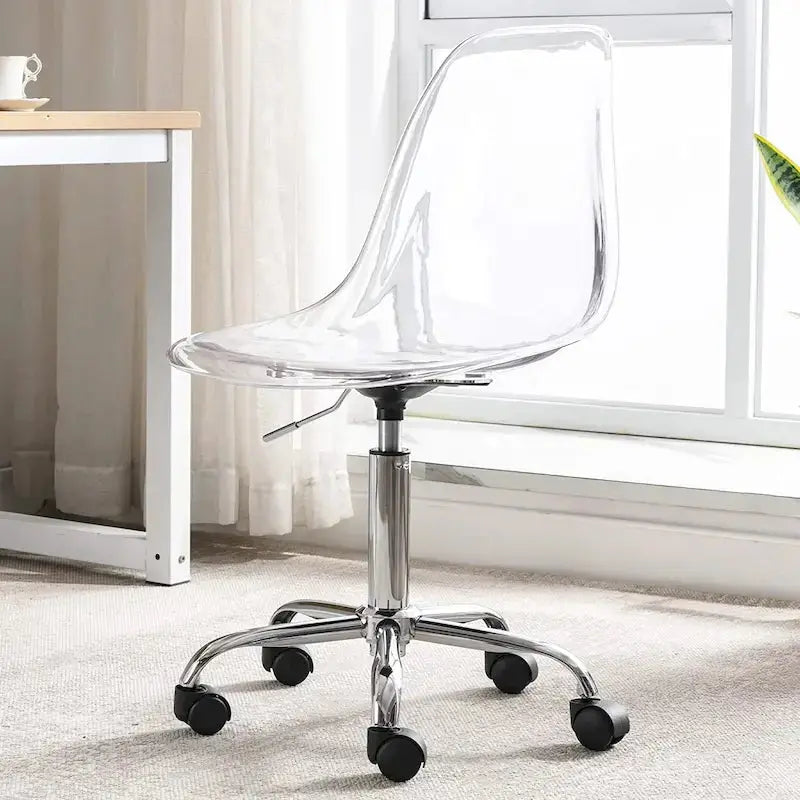 Adjustable Height Swivel Office Chair with Acrylic Back and Rolling Casters