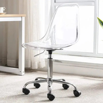 Adjustable Height Swivel Office Chair with Acrylic Back and Rolling Casters