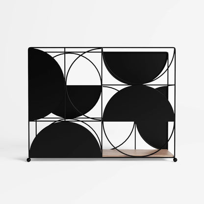 Porte-revues en bois et métal noir