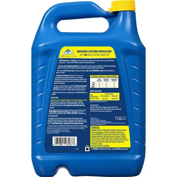 Peak 50/50 Prediluted Antifreeze + Coolant for All Vehicles  1 Gallon (3.78L)